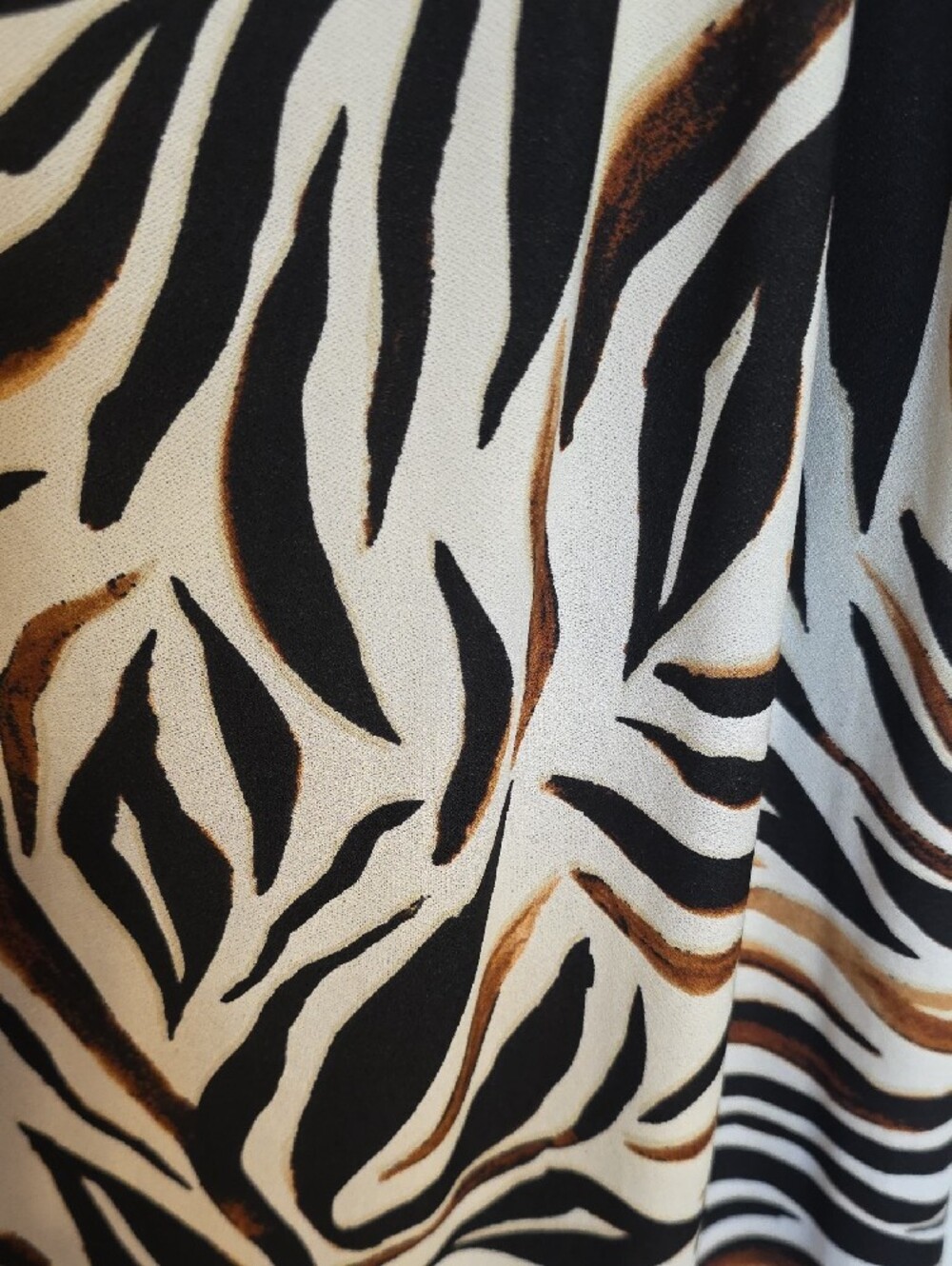 Mlle Gabrielle Zebra-Print Midi Slip Dress in White, Black & Brown - Picture 3 of 7